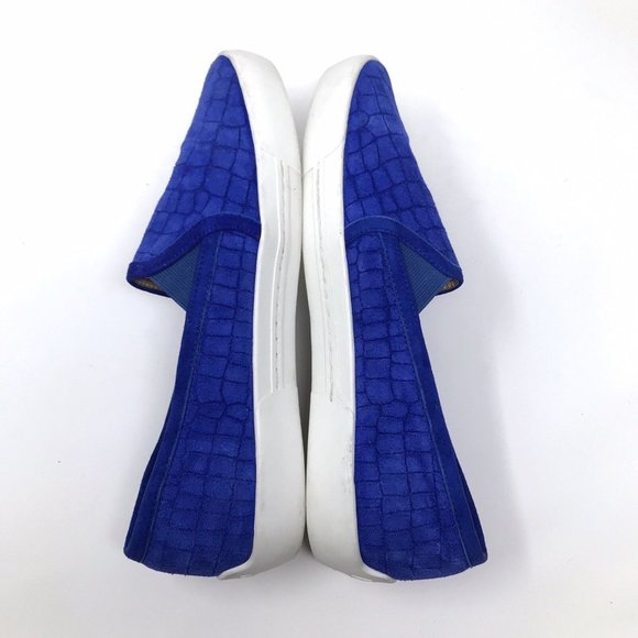 Joie Platform Flats Huxley Blue White Suede Croc Embossed Sneakers - Picture 5 of 7